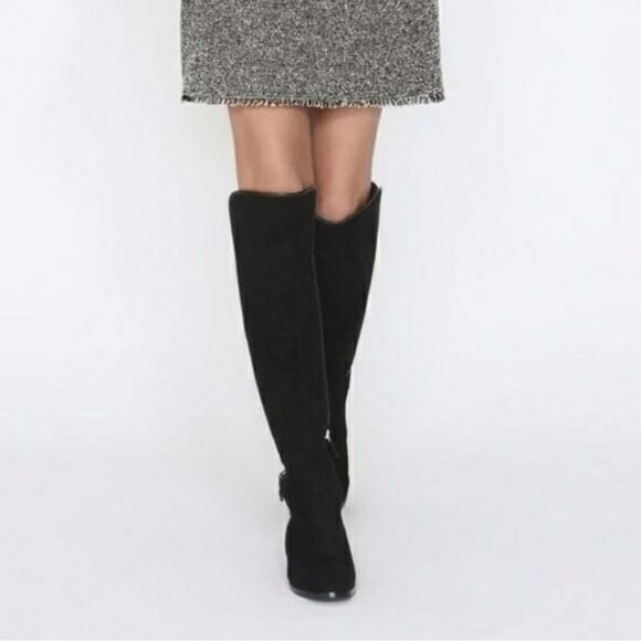 LK Bennett Delila Black Suede Over the Knee Boot Sz 38.5 - Picture 1 of 13